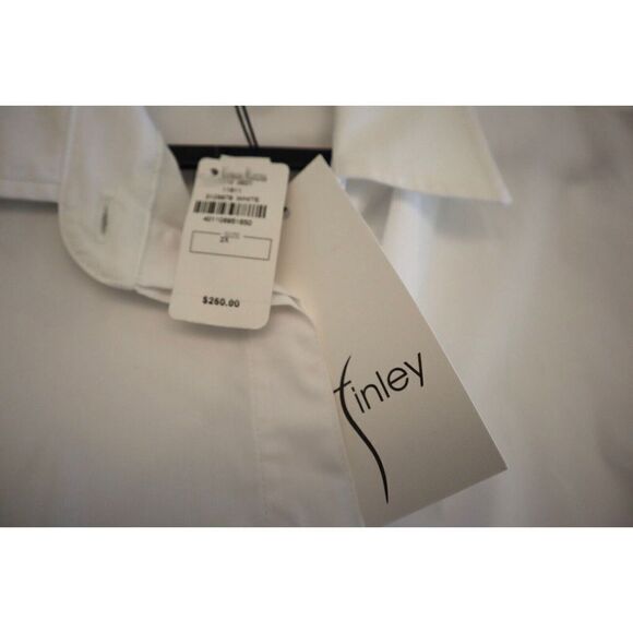 Finley 312897 Women Sz 2XL White Silky Poplin L/S Roll Tab Button-Up Shirt - Picture 4 of 10